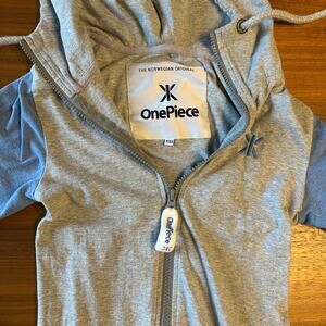 OnePiece gray/blue Norweigan Cotton Jump In Base Layer PJs, Winter, Skiing, XXS